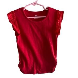 Mix & Match NWOT Red Round Neck Short Cap Girl's T-shirt Size M (6)